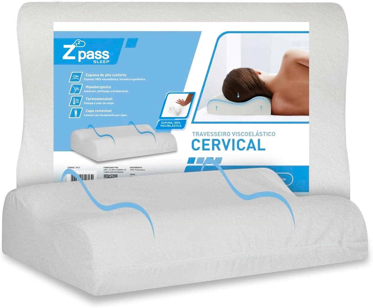 Travesseiro Nasa Ortopédico Cervical Viscoelástico D40 Espuma Premium Capa Super Plush 50x70cm