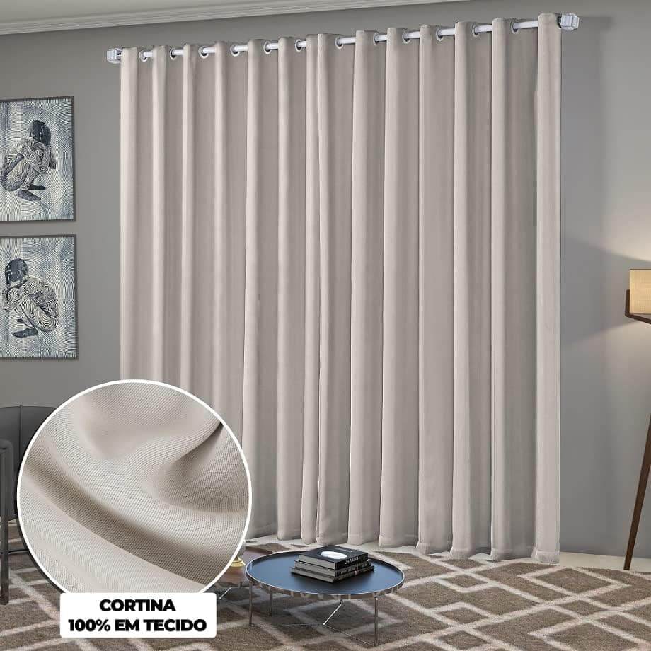 Cortina Blackout Quarto e Sala em Tecido 3,00m x 2,50m com Ilhós Cromado Solaris - Off-White