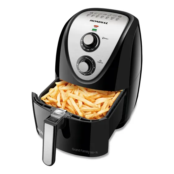 Fritadeira Air Fryer Mondial Grand Family 5 Litros AFN-50-BI Preto e Inox