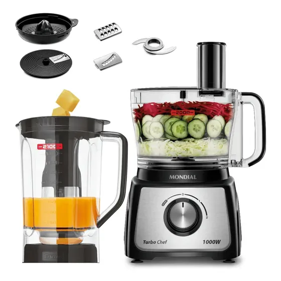 Multiprocessador Mondial MPN-01-BE Turbo Chef 7 em 1 1000W 127V