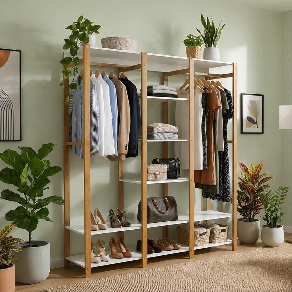 Noddo Estante Cabideiro Arara para Roupas 136x170 Closet Aberto Organização