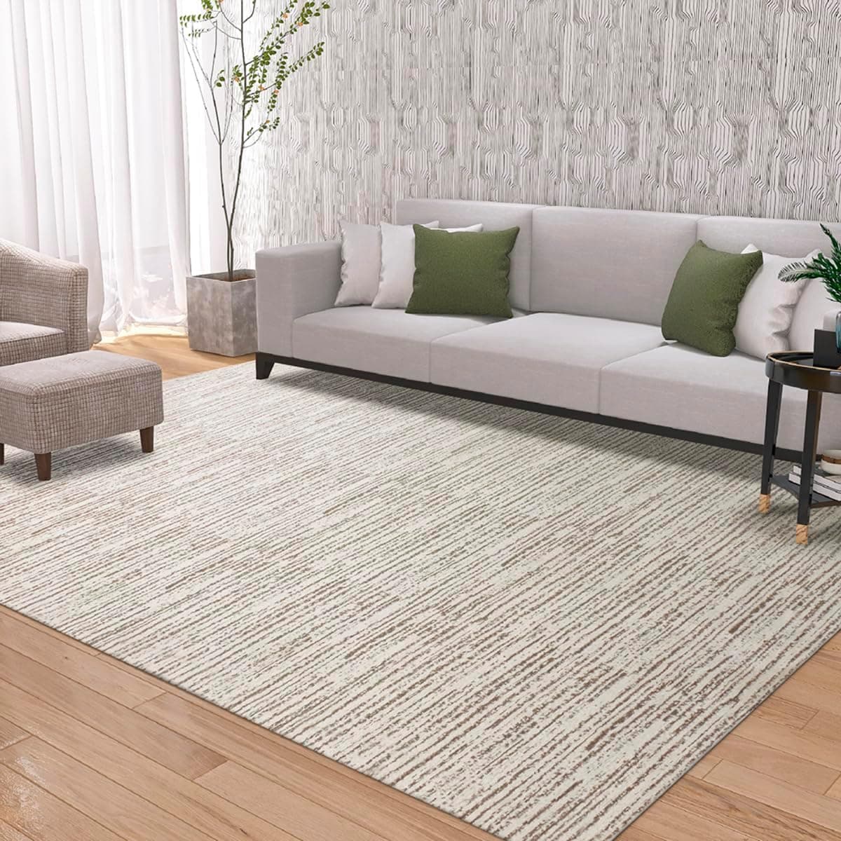 Tapete Sala Quarto Rústico 2,00m x 3,00m Grande Antiderrapante Decoração Boho Bege Mesclado Cru Caramelo