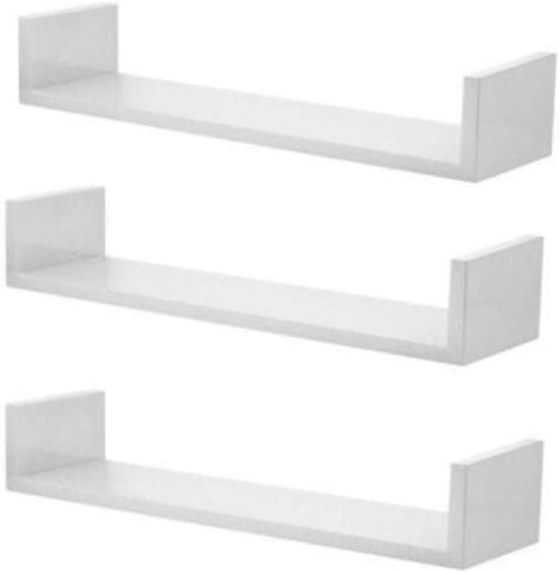 Kit 3 Prateleiras Nichos em U 60x20 MDF Branco com Suporte Flutuante Invisível