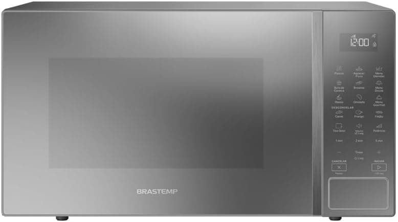 Micro-ondas Brastemp 32 Litros cor cinza espelhado com Menu Gourmet - BMS46AR 110V